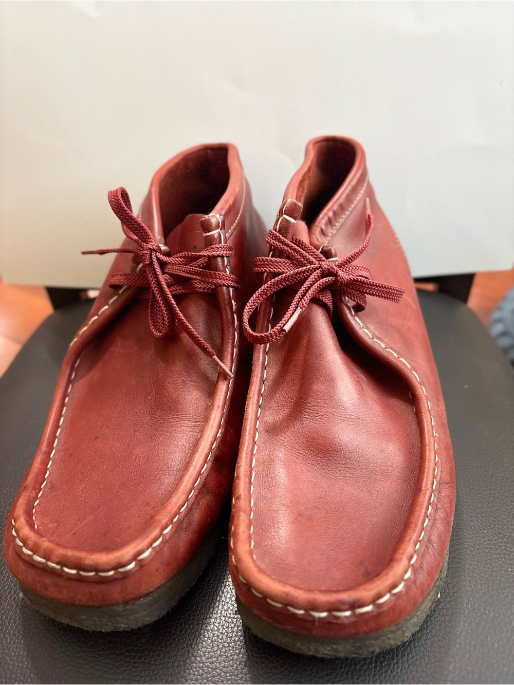 Clarks Originals Wallabee Boots Men’s 11 Brown Rust Leather Chukka Moc Toe